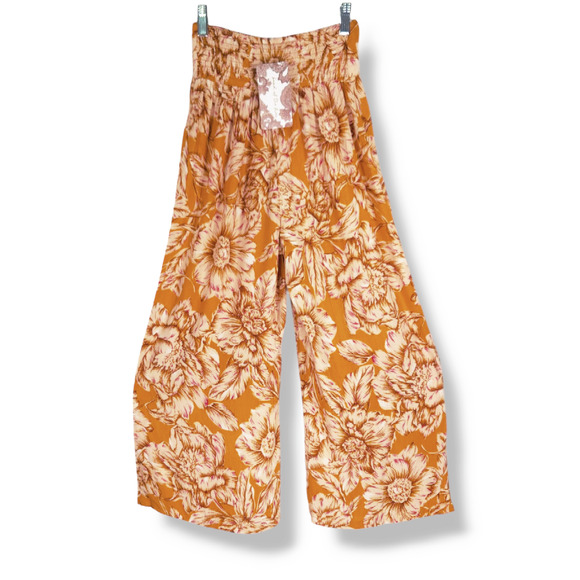 Band of the Free Arizona Floral Wide-Leg Palazzo Pants XS Gold Pink NWT - Picture 6 of 12